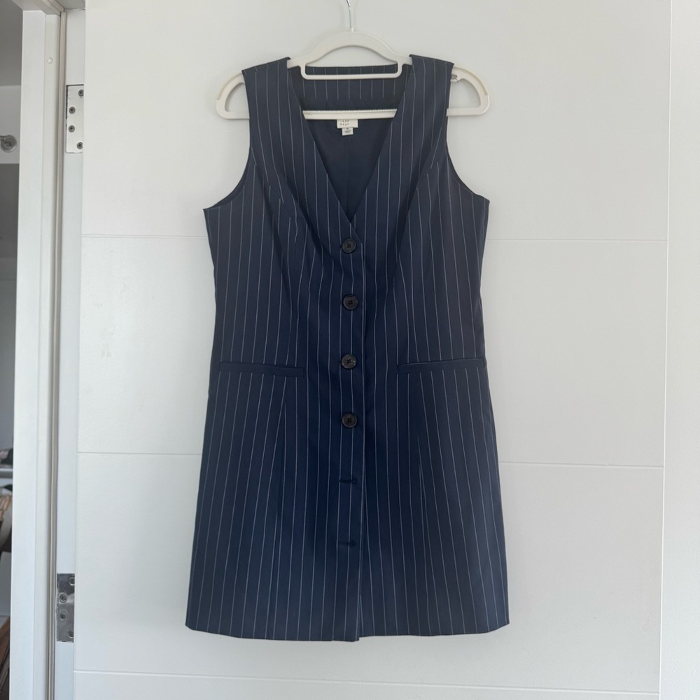 A new day - Elegant Navy Pinstripe Dress